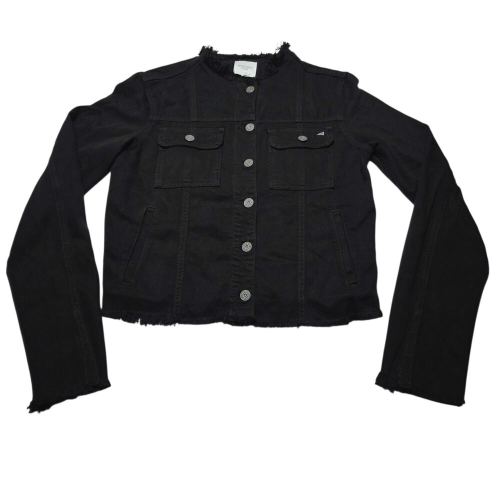 Hidden Los Angeles Jeans Fray Edges Black Denim Jacket Size Large